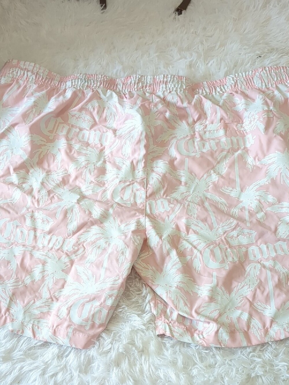 Corona Pink & White Palm-Print Mens Swim Shorts XXL
